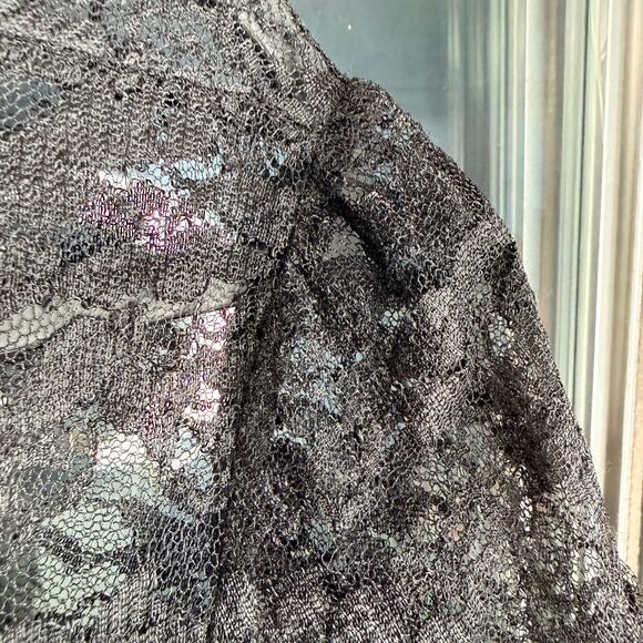 Dark Romantic Fairy Goth Lace Long Sleeve V-Neck Gothic Coquette Y2K Top S/M - Picture 7 of 9